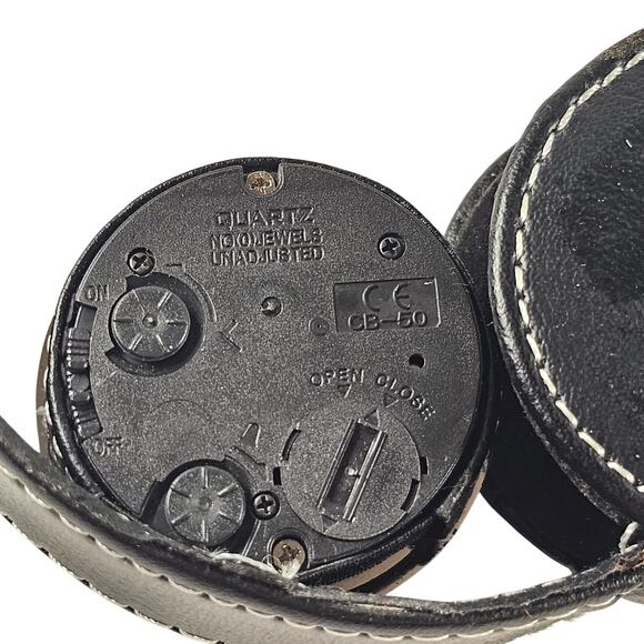 Guess Quartz Travel Alarm Clock Black Faux Leather Case Snap Closure Portable - Picture 5 of 9